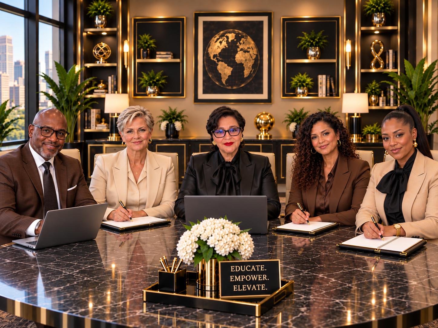 Illustrative scene of professionals collaborating around a conference table